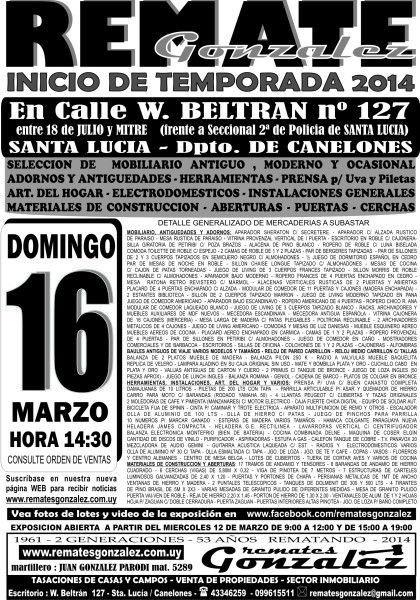 VOLANTE DE REMATE MARZO 2014